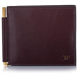 Tom Ford Red T-Line Leather Card Holder Red Other