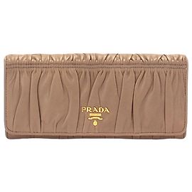 Prada Brown Nappa Gaufre Long Wallet Brown Beige