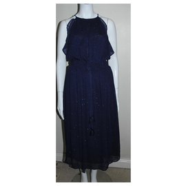 Michael Kors-Robe longue en mousseline de soie en georgette-Bleu foncé