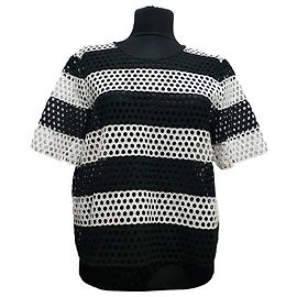 Top de malha de algodão Michael Kors Preto Branco Preto Branco