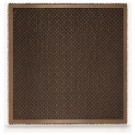 Xale Louis Vuitton Monogram Shine marrom seda e lã Marrom