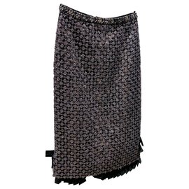 Louis Vuitton-Falda midi cálida LV-Negro,Rosa,Beige,Bronce