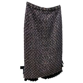 Louis Vuitton Wool Viscose Skirt Black Pink Beige Bronze Black Pink Beige Bronze