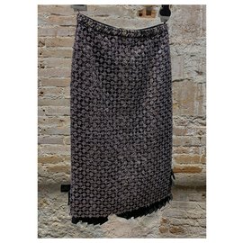 Louis Vuitton-Falda midi cálida LV-Negro,Rosa,Beige,Bronce