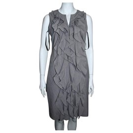 Calvin Klein-CK shift dress with ruffle front-Grey