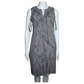 Calvin Klein CK Etuikleid mit Rüschenfront Grau