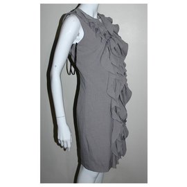 Calvin Klein-CK shift dress with ruffle front-Grey