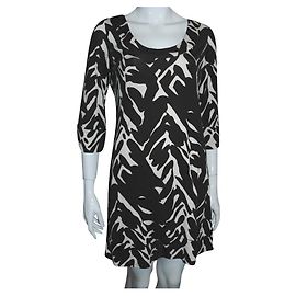 Diane Von Furstenberg DvF Aggie Seidenjersey Kleid Weiß Schokolade