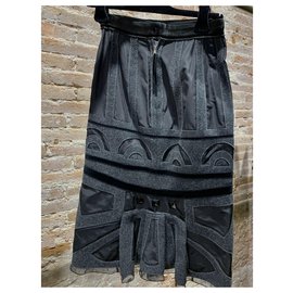 Louis Vuitton-Jupe longue chaude LV-Noir,Gris
