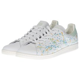 Adidas-NEW / Stan Smith in customized white leather "Pollock"-White,Multiple colors