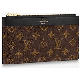 Carteira Louis Vuitton Slim monogram canvas e couro marrom Marrom