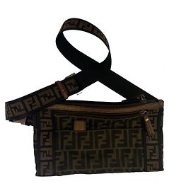 Borsa a Spalla Fendi Marrone Nero Cotone Marrone Nero
