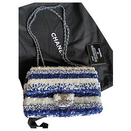 Chanel Parade Special Edition White Sequins Leather Handbag White