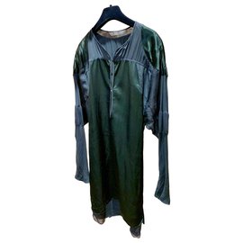 Reed Krakoff-Leichtes Kleid mit langen Ärmeln-Schwarz,Dunkelgrün