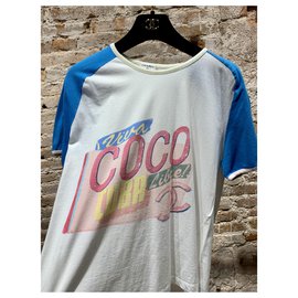 Chanel-Linda camiseta vintage de Chanel-Blanco,Azul,Multicolor