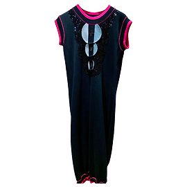 Chanel Vintage Kleid ohne Ärmel Schwarz Pink