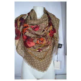 Gucci-scarf stola gucci bloom new-Beige,Other