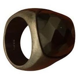 Autre Marque Breil Ring Black Agate Anthracite Satin Steel Size 54 Black