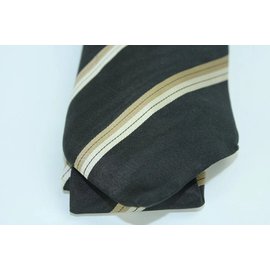 Louis Vuitton-Gravata preta com listras horizontais cinza TELM7-Outro