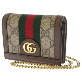 Gucci Brown GG Supreme Ophidia Wallet On Chain Brown Multiple colors Beige