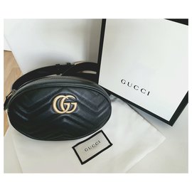 Gucci-Gucci black marmont belt bag-Black