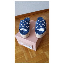 Miu Miu-MIU MIU JEANS SABOT CON CRISTALLI-Blu