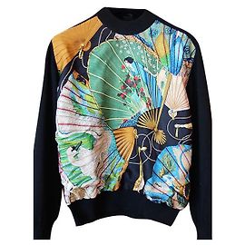 Pull Hermès Brises de Mer soie et laine noir Noir Multicolore