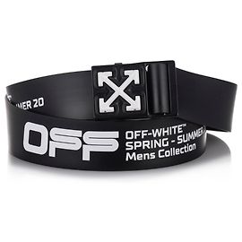 Off White Black Arrow Logo Buckle Belt Black White