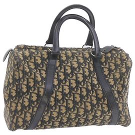 CHRISTIAN DIOR Trotter Canvas Hand Bag Navy Blue Vintage Auth ar3708 Bleu