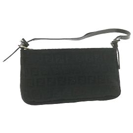 FENDI Zucchino Leinwand Handtasche Schwarz Auth ar3737 Schwarz