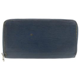 Louis Vuitton-LOUIS VUITTON Epi Zippy Wallet Lange Geldbörse Marineblau M60307 LV Auth ar3608-Blau,Marineblau