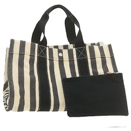 Hermès HERMES Cannes MM Borsa a mano Nero Bianco Canvas Auth yt070 Nero Bianco