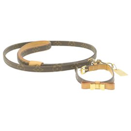 Louis Vuitton-LOUIS VUITTON Monogram Leash Colier Baxter MM Dog Lead Collar Set LV Auth 20744-Other