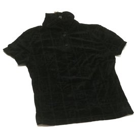 Fendi-FENDI Polo Shirt Black Rayon Auth ar3367-Black