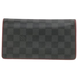Louis Vuitton-LOUIS VUITTON Damier Graphite Portefeuille Brazza Long Wallet N63254 auth 19740-Other