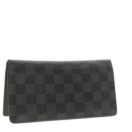 Louis Vuitton-LOUIS VUITTON Damier Graphite Portefeuille Brazza Long Wallet N62665 auth 19741-Other