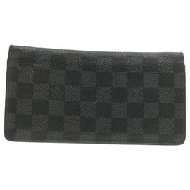 Louis Vuitton-LOUIS VUITTON Damier Graphite Portefeuille Brazza Long Wallet N62665 auth 19741-Other