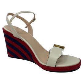 Gucci-Damen Espadrille Sandale mit gefüttertem G.-Weiß,Rot,Blau