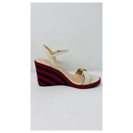 Gucci-Damen Espadrille Sandale mit gefüttertem G.-Weiß,Rot,Blau