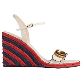 gucci Sandalo espadrillas donna con G foderato Bianco Rosso Blu