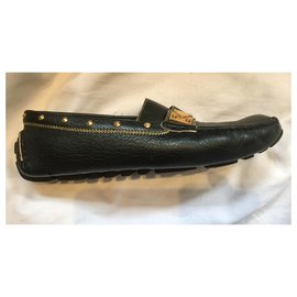 Louis Vuitton-Louis Vuitton  studded Monte Carlo loafers-Black,Gold hardware