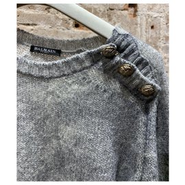 Balmain-Warm Balmain knitted sweater-Grey