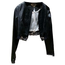 Autre Marque Beayukmui Lederjacke mit Spitze Schwarz