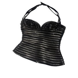 Jitrois Leather short bra top Black