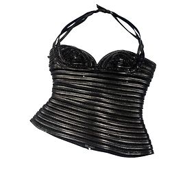 Jitrois Top de sutiã curto de couro Preto