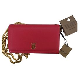 Burberry Monogram Leather Wallet on a Chain Red Red