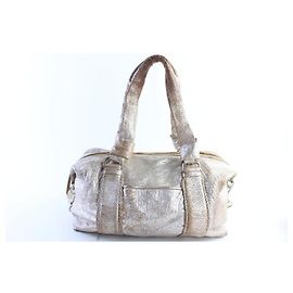 Cole Haan Pelle metallizzata invecchiata 2modo Boston Duffle Argento