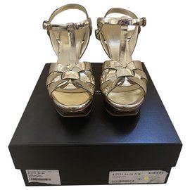 Saint Laurent-Saint laurent tribute sandals-Golden