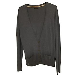 Cardigan Massimo Dutti Blu Cotone Seta Taglia L Turchese