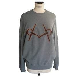 Hermès-HERMES Sweatshirt "MORS" Man cotton BE TL-Grey